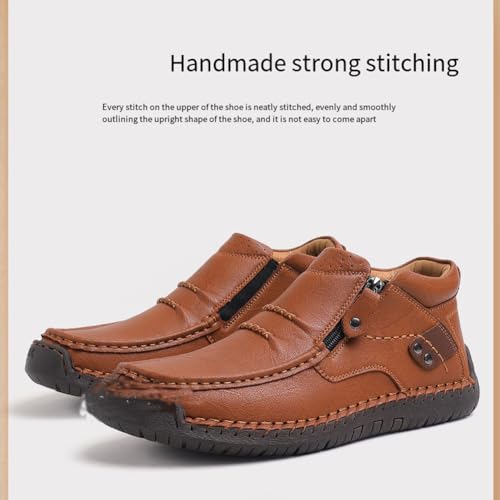 Men's Business high-top Loafers, Men's Handmade Premium Leather Slip-on Driving Boots, Light Formal, Refreshing Boots, Classic Walking, Driving, Travel, Outdoor4