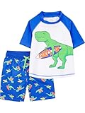 Simple Joys by Carter's Baby Boys' Toddler 2-Piece Swimsuit Trunk and Rashguard, Blue Dino, 4T