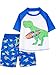 Simple Joys by Carter's Baby Boys' Toddler 2-Piece Swimsuit Trunk and Rashguard, Blue Dino, 4T