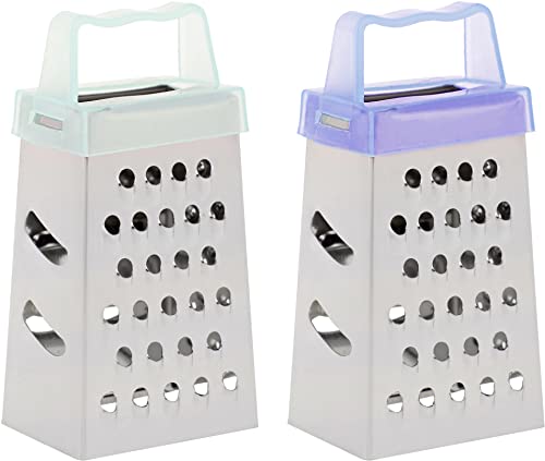 Small Food Garlic Grater - Pack of 2 - Tiny Size Box Grater - Cheese and Ginger Mini Graters for Kitchen