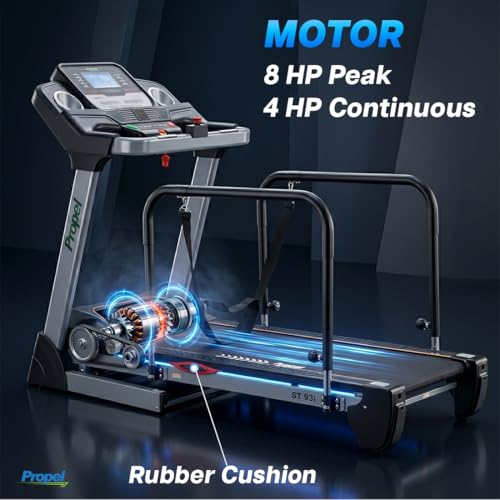Image of Propel FitnessOne ST 93i Senior-Friendly Treadmill with Adjustable Handrails & Safety Belt, 8 HP Peak Motor, 1510 x 530 mm Belt, 12 Auto Incline, 0.2-10 km /h