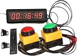 Reloj electrónico con mando a distancia, pantalla LED, cronómetro y temporizador de intervalos para entrenamiento escolar y gimnasio, reloj de pared de precisión con 2 botones grandes