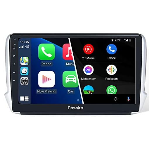 Dasaita Bilradio Bluetooth för Peugeot 2008 208 2012–2018 1 Din Android 10.0 Stereo med GPS Carplay Android Auto DSP GPS navigering WiFi 4g ram 64 g Rom 10,2 tum 1280 x 720 upplösning