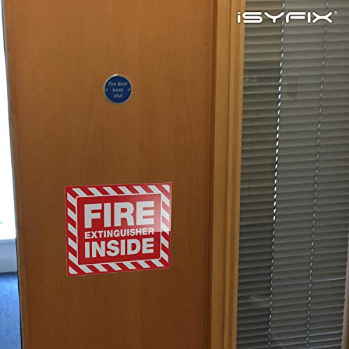 Fire Extinguisher Inside Signs Stickers – 4 Pack 7x6 Inch – Premium Self-Adhesive Vinyl, Laminated for Ultimate UV, Weather, Scratch, Water and Fade Resistance, Indoor and Outdoor