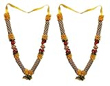 Indian Handicrafts Satin Ribbon and Beads Garland Haar for Indian Wedding Ceremony, Yellow...