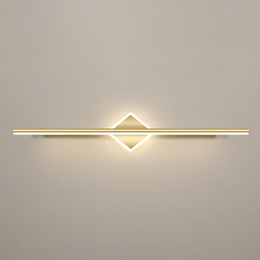 Applique da Parete LED Lineare Moderna Lampada da Muro Bagno Luce da Parete Minimalista, Illuminazione Specchio Lunga per Rasatura Trucco Mobile(Gold(3000K),60cm/23.62in)