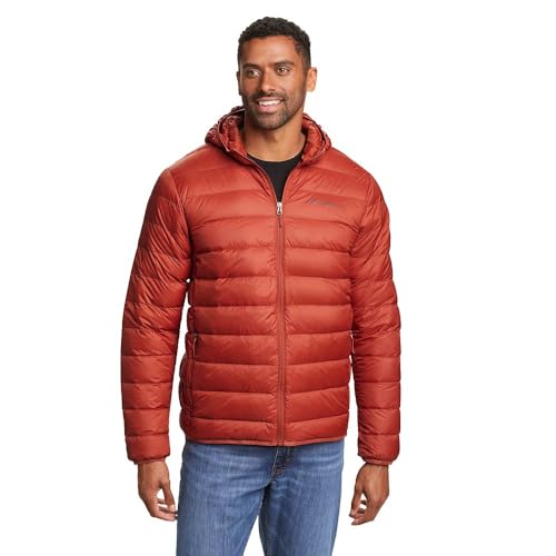 Eddie Bauer Men's CirrusLite Hooded Down Jacket, Red Clay, Large