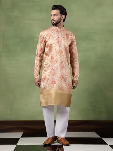 Image of SOJANYA (Since 1958 Men's Silk Banarasi Design Long Kurta