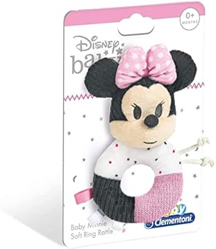 Clementoni - 17338 - Disney Baby Minnie Morbido Anello Sonaglino - Gioco Neonato, 100% Lavabile, Bambino 0-18 Mesi