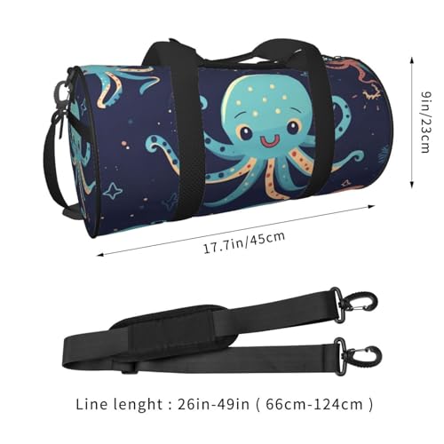 Cartoon Octopus Duffle Bag for Men Women - Carry on Overnight Bag Travel Duffel Tote Bags Yoga Gym Bags Waterproof Weekender Bag Large Luggage Bag with Adjustable Strap3