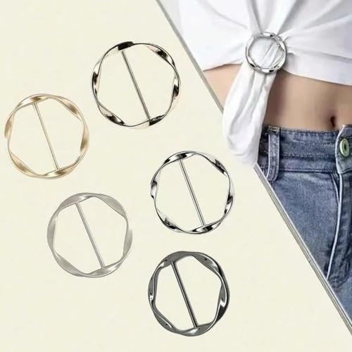 Image of 2 Pcs Scarf Ring Clips for Women Metal Shirt Tightener Cinch Buckle for Silk Scarf Shawl Blouse Sweater T Shirt Clothing Accessories