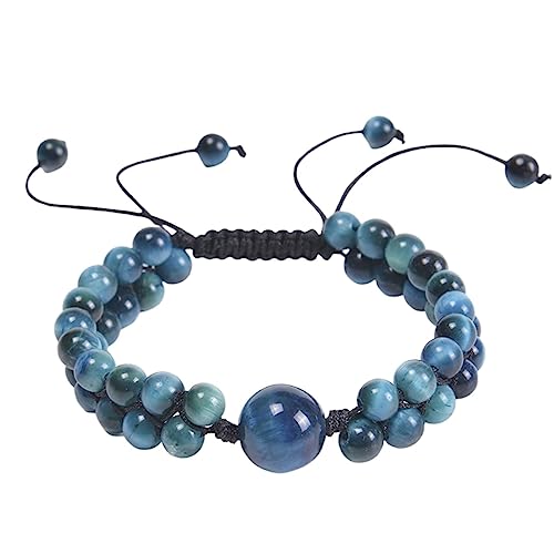 Pulseras de piedra natural de dos capas tejidas ajustables 21 cm joyeria hecha a mano parejas