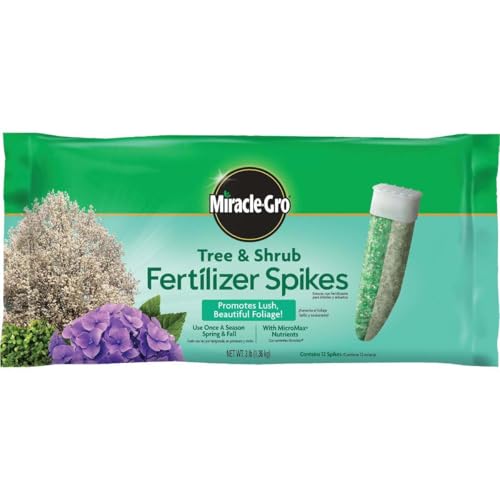 Image of Miracle-Gro Tree and Shrub Plant Food Spikes - Deciduous, Flowering & Evergreen Tree Fertilizer Spikes, Hydrangeas, and Acid-Loving Plants, 12 Count, 3 lb. (Pack of 12)