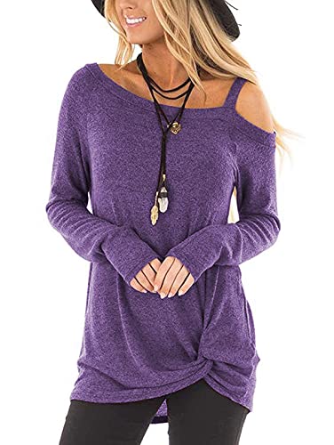 TEMOFON Women's Cold Shoulder Tops: Long Sleeve Casual