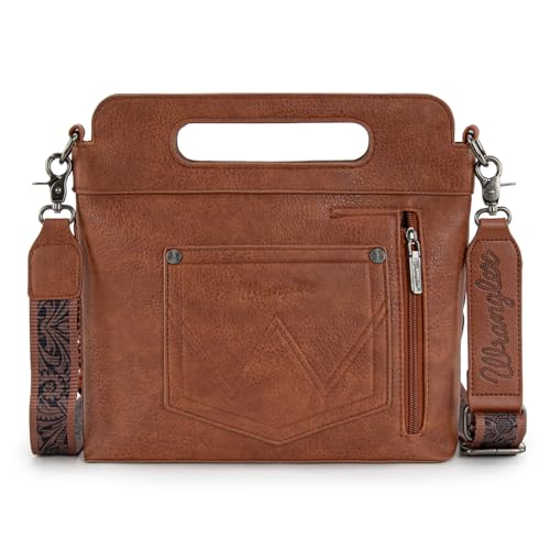 Image of Wrangler Western Handbag for Women Crossbody Bag Top Handle Shoulder Bag Embossed Cowgirl Fringe Purse