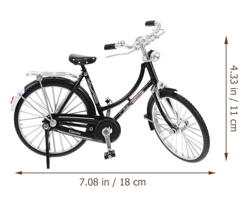 FANXIYA Miniatur Fahrrad Modell 1:10 Vintage Metall Deko, Retro Modellfahrrad Spielzeug & Geschenk für Kinder und Fahrradliebhaber (Schwarz-Damen)