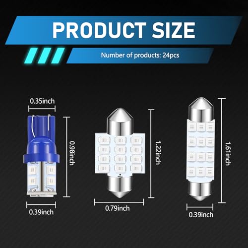 Kit 24 luces LED para auto color azul 6800K miniatura 2
