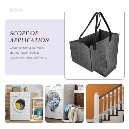 Cesta para escaleras en forma de L de fieltro resistente con asas para hogar 4
