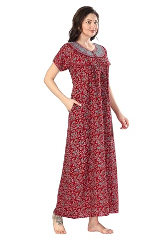 Image of Soulemo Women's Cotton, Rayon & Polyester Printed Maxi Nighty (Alpine) 861