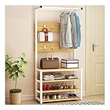 TIWAJO All-in-One Hall Tree with Bench, Coat Racks, and Shoe Bench for Entryway Organization