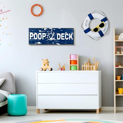Bnesi Nautical Decor Poop Deck Sign Wall Art Rustic Wood Bathroom Wall Decor Coastal Beach Themed Room Decor Funny Gifts (style 1) - Image 7