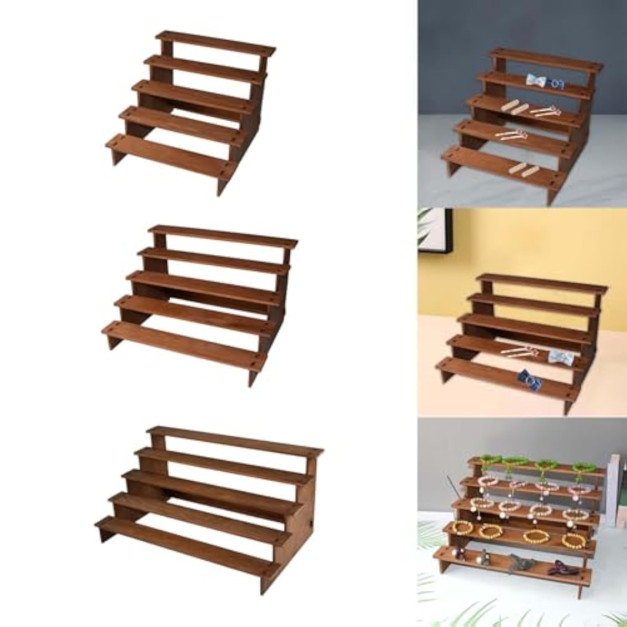 Wood Countertop Display Riser Stand 5 Steps Spice Rack