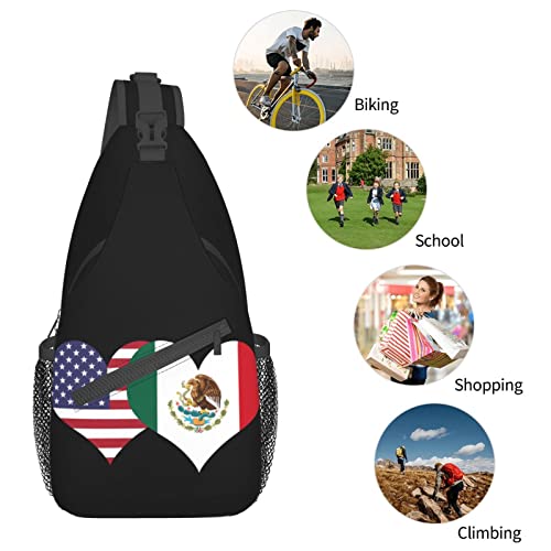 Mochila bandolera unisex con bandera americana y mexicana miniatura 7