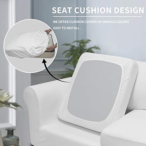 Image of Easy-Going 4 Pieces Oversized Stretch Couch Cover for Dogs Washable | Sectional Sofa Slipcover for 3 Separate Cushion Couch - Elastic Furniture Protector for Pets, Kids Snow White