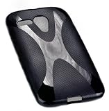 PeKa Internethandel Design X-Rubber Style Silikon TPU Handy Cover kompatibel mit Motorola Moto G 2 Generation - Cover case Hülle Schutzhülle in Schwarz