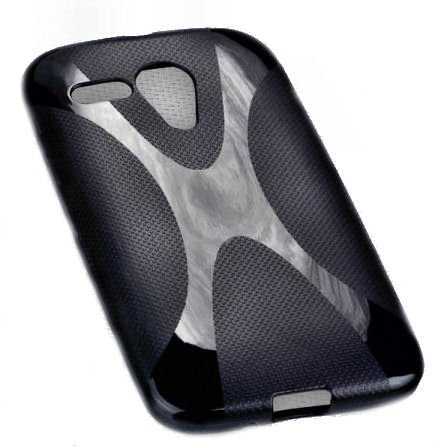 PeKa Internethandel Design X-Rubber Style Silikon TPU Handy Cover kompatibel mit Motorola Moto G 2 Generation - Cover case Hülle Schutzhülle in Schwarz