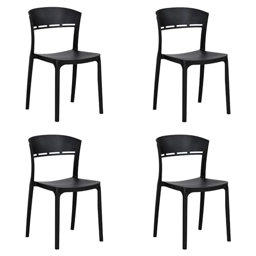 Totò Piccinni Sedia DELTA in Polipropilene in fibra di Vetro Moderne Design Impilabile (Nero, 4)