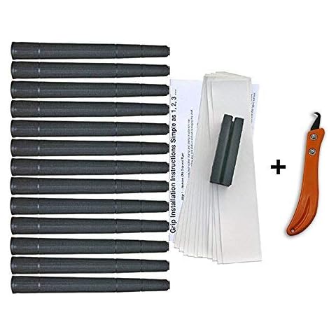 Tacki-Mac Arthritic Serrated Oversize (+3/32) Golf Grip Kit + Utility Hook Blade (13 Grips, Grip Tape, clamp, Grip Removal Hook Blade, Instructions) Cover
