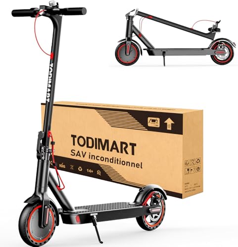 TODIMART T3 Trottinette Electrique Adulte Ultra Legere, Autonomie 30km Trotinette Électrique Pliable Moteur 350W Batterie 36V 7.8Ah, pneus nid d'abeille increvables, Scooter Electrique Adulte