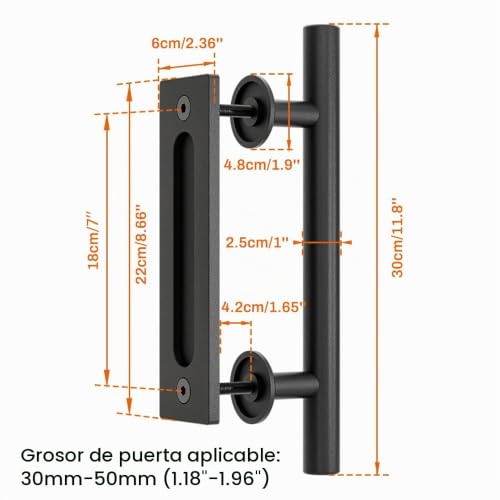 Miniatura 2 de Ccjh 30cm Tirador De Puerta Corredera Negro Manija Puerta Corrediza Del Granero