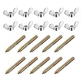 uxcell M4 Wing Nuts Butterfly Nut Silver Tone 10pcs and M4x30mm Hanger Bolt Double Headed Screw 20pcs