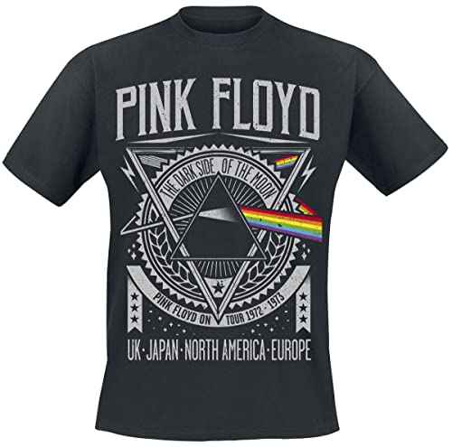 PINK FLOYD The Dark Side of The Moon – Tour 1972 Homme T-Shirt Manches Courtes Noir - Les Beatles, Paul McCartney, John Lennon, RIngo Starr, George Harrison PINK FLOYD The Dark Side of The Moon - Tour 1972 Homme T-Shirt Manches Courtes Noir