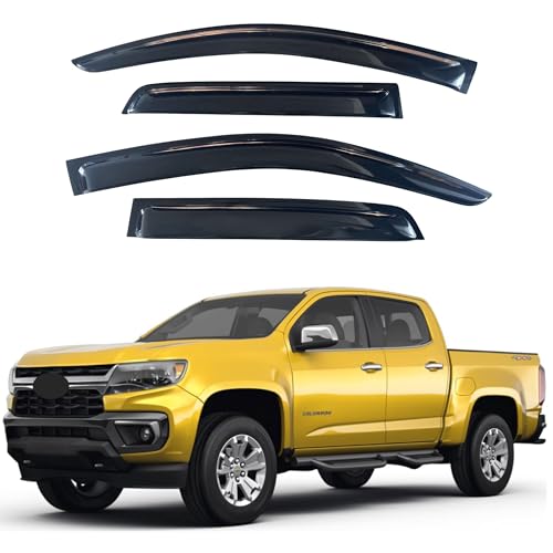 Image of IG Window Visors Fit for 2015-2022 Chevrolet /Chevy Colorado Crew Cab, Out-Channel Rain Guards Vent Wind Deflectors 4PC, Truck Accessories for 2015-2022 GMC Canyon Crew Cab (Full-Size Cabs)
