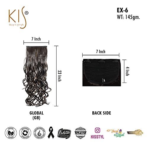 Image of KIS Synthetic Curly Hair Extensions with 3 Clip-in for Women, Globle | 23 Inches, Natural, Soft Heat Resistant Hair, Thick Washable Reusable, Artificial Hair Clip on Extension for Bridal, Wedding