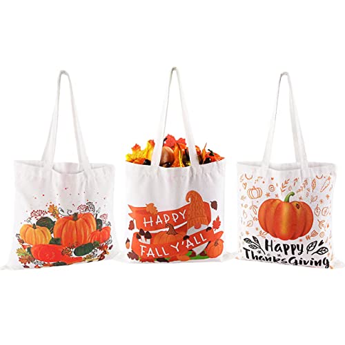 Quera-3-Pack-Fall-Canvas-Tote-Bags-Sunflower-Tote-Bag-Pumpkins-Canvas-Bag-Reusable-Cotton-Handbag-Grocery-Bags-for-Shopping-Market-Travel-Beach-Autumn-Theme-Harvest-Party-Favors-13-x-13