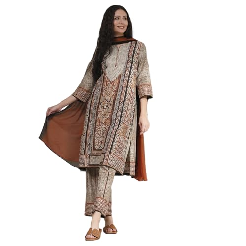 Image of BIBA Women's Cotton Kurta, Bottom, Dupatta