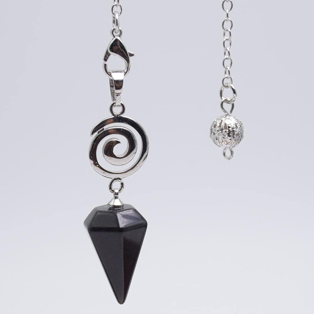 Amulet Divination Pendulum Natural Stone Spiritual Cone Pendant Healing Crystal Penduls Wicca Meditation Chakra Jewelry Gifts-Black Onyx - Black Onyx