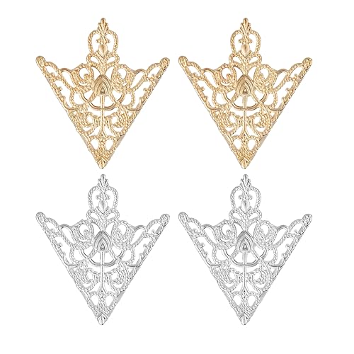 Image of coadipress 2PCS Retro Hollow Triangle Collar Pins Brooch for Men Women Hollow Floral Shirt Suit Clothing Collar Angle Decoration Parts