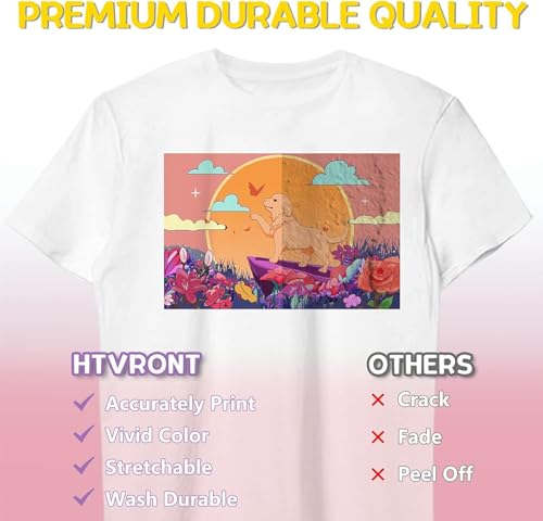 Image of HTVRONT Heat Transfer Paper for T Shirts - 6 Pack Printable Heat Transfer Vinyl 8.5 inch X 11 inch - Wash Durable Iron on Transfer Paper for Inkjet Printer