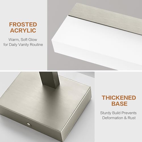 Image of SOLFART Bathroom Light Fixtures: 48 Inch Vanity Light for Large Mirrors- Brushed Nickel 6000K LED Adjustable 180 Degree Bar, IP44 Damp Protection, ETL