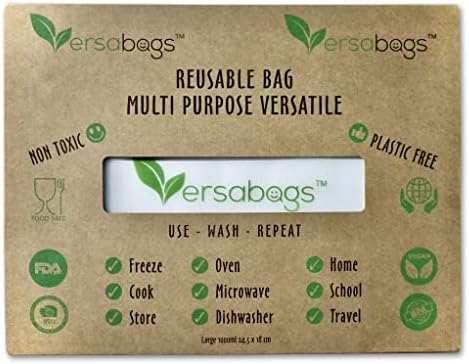 Versabags Sandwich bags food bags Reusable Freezer Bags Silicone food Bags resealable bags ziplock bags 1 X large 1L bag eco friendly, Opaque White