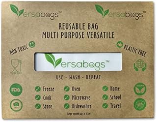 Versabags Sandwich bags food bags Reusable Freezer Bags Silicone food Bags resealable bags ziplock bags 1 X large 1L bag eco friendly, Opaque White