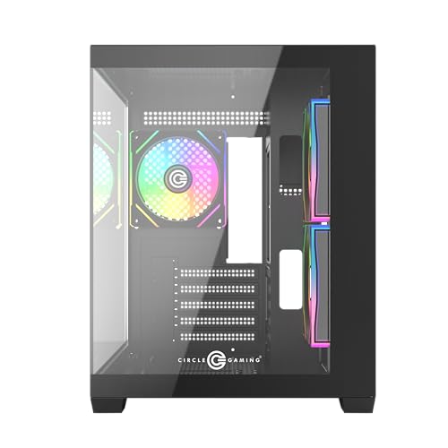 Image of Circle Lucid Micro M3 Mid- Tower Computer Case | Gaming Cabinet - Black| Support M-ATX, ITX | Pre- Installed 2 x 120mm Side and 1 x 120mm Rear ARGB Infinity Mirror Fans