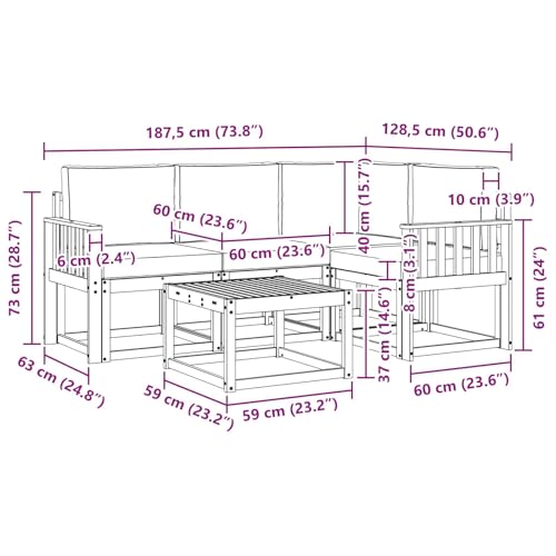 Muebles de jardín de diseño modular con sofá moderno de 5 piezas gris 4