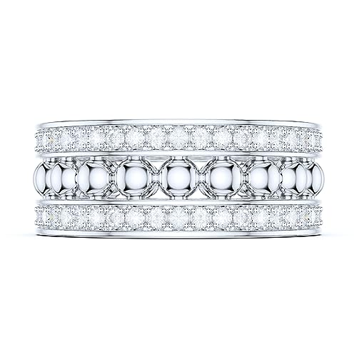 THELANDA Sterling Silver 8mm Unisex Bubbles Balls Simulated Round Diamond or Genuine Moissanite Full Eternity Band Wedding Ring2