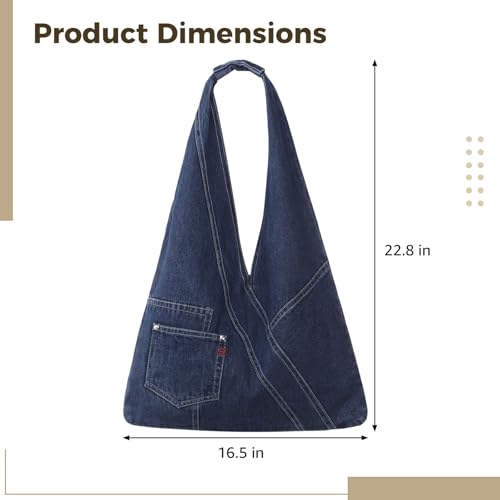 Bolso Hobo de mezclilla para mujer, grande y casual miniatura 4